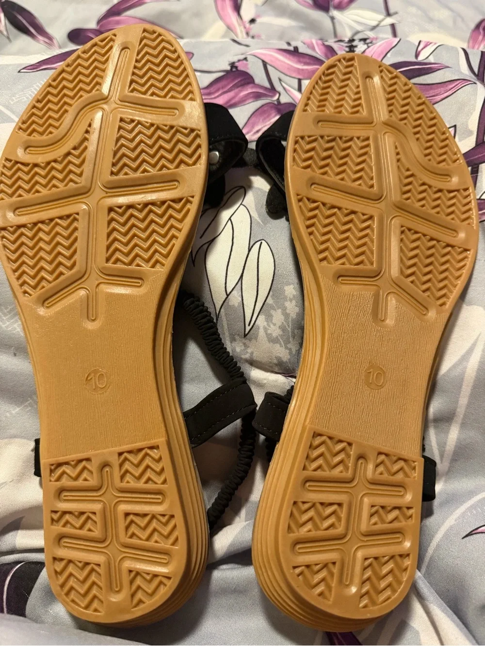 Gold Floral Crystal Embellished Butterfly Slingback Sandals - Women 10